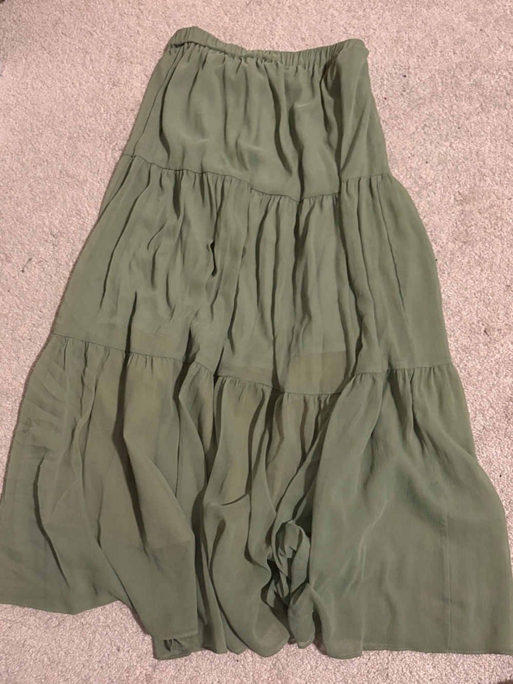 H&M Olive Green Tiered Maxi Skirt